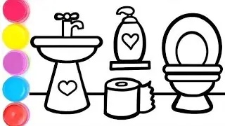 How to draw easy cute bathroom drawing| painting & colouring for kids |draw step by step-child art