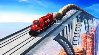 Earthquake Damaged Bridge Railroad Accidents Derailments ✅ BEAMNG.Drive LIVE STREAM