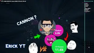 Agar.io | DOUBLE CANNON TRICKS & POP SPLIT VS NOOBS | Epic Moments | Erick YT c/ Clydex