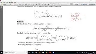 Differential Equations -Homogeneous Functions and Homogeneous  Differential Equations with Examples