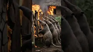 Heroic Anteaters Save a Village! #animals  #shorts #anteater #wildlife #story #hero