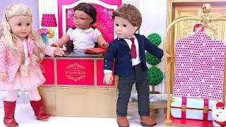 Baby Doll Packing Travel Bags for American Girl Grand Hotel! Play Toys story for kids