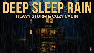 Heavy Rain at Night for Deep Sleep 🌧️ Cozy Cabin Rain Sounds for Insomnia & Relaxation