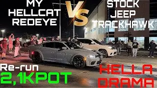 HELLA DRAMA HELLCAT REDEYE VS JEEP TRACKHAWK 2,1KPOT #mexico #racing #hellcat #trackhawk #digitalart