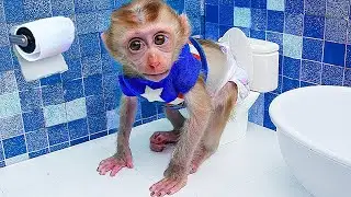 BinBin Monkey Go to the Toilet and go fishing suprise egg