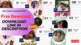 2024 Table Calendar PSD l Free Download l Photoshop l Calendar Design l New Year PSD l JNK Studio