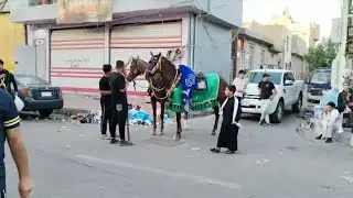 تحضيراة هيئة أنصار الحجة(ع) اللتمثيل واقعة الطف صباح اليوم العاشر في مسجد الكوفة المعظم في ساحة ميثم