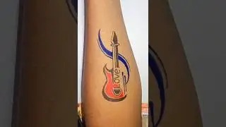Beautiful Guitar tattoo 🎸 #tattoo #tattoofun #shorts #art #tattooart #drawing #guitar #maalik''