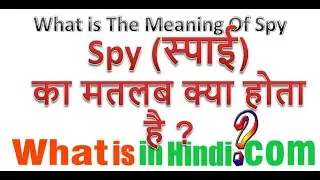 What is the meaning of Spy in Hindi | Spy ka matlab kya hota hai