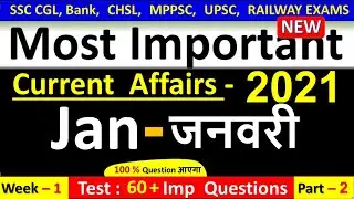 Weekly Current Affairs 2021 (1 to 7 ) JANUARY | PART 2| RRB, NTPC, SSC ,Bank Exams Current Affairs