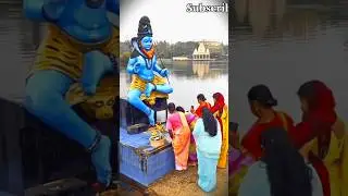 Devotees Offer Prayers to Lord Shiva by the Lake | Divine Morning Vibes #shorts.. ? 😈😱