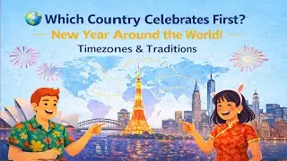 🌍 Which Country Celebrates First? New Year Around the World! Timezones  / English Conversation