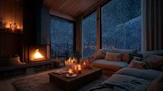 Nighttime Thunderstorm Haven: Peaceful Room with Fireplace & Gentle Rain Sounds for Restful Sleep