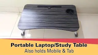 Foldable, Portable Laptop Table With Mobile and Tab Holder, Use As Writing Board Also