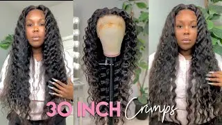 30 INCH CRIMPS!! | Watch Me Melt Down This Frontal Wig With Glue | Alipearl Best Body Wave Hair