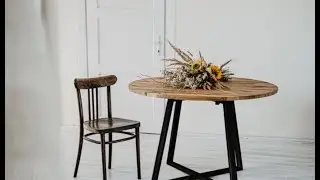 🌔 Mane Black II - modern, round solid oak handmade table