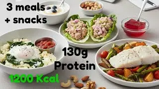 130g Protein / 1200 Calories Full day of meals + snacks for 2026 fitness, health & weight loss goals
