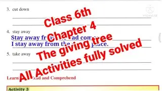 The giving tree activities/ class 6 chapter 4 english the giving tree book excercise fully solved