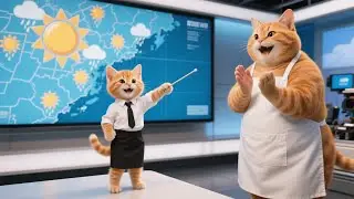 Ginger Kitten Becomes a Weather Reporter for the First Time—With Mama Cat Help 🐱🌦️