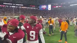 Alabama Head Coach Kalen DeBoer Walks Off the Field After Defeating Tennessee