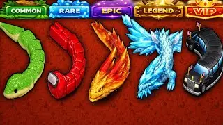 😱Snake Clash IO&mdash;COMMON 🆚 RARE 🆚 EPIC🆚LEGEND🆚VIP!MAX LEVEL Skin Comparison! Which Snake Is Best? #193