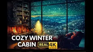 Cozy Winter Cabin Fireplace 🔥 Snowfall Ambience | Relaxing 4K Nature Sounds