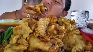 1KG MUKBANG MUTTON FAT WITH RICE & GREEN CHILLI SPICY 🔥 EATING
