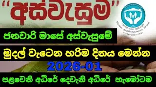 ජනවාරි මාසේ අස්වැසුමේ මුදල් ලැබෙන දිනය මෙන්න | aswesuma january 2026 today 