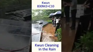 Kwun Solar Cleaning Robot C10+B30M2 Wroking in the Rain 100% Autonomous Without Operator