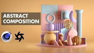 Cinema 4D Octane Render Abstract Composition 3D Modeling, Studio Lighting and Rendering Tutorial 1