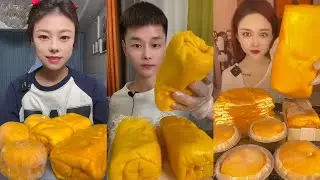 ASMR Yellow custard  dessert 🍮 Mukbang eating show(Eating sounds) #กิน #food #cake #mukbang #asmr 