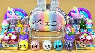 Asmr Slime Rainbow Mix. 🌈💦💤 Maquiagem, sombra, glitter em slime.  V&iacute;deo de slime satisfat&oacute;rio.