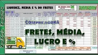 PLANILHA CADASTRO DE FRETES, MEDIAS, LUCRO E PORCENTAGEM POR CAMINHÃO R$ 60,00 TRANSPORTES LIQUIDEZ