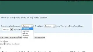 Moodle: Select Missing Words Question (Cloze)