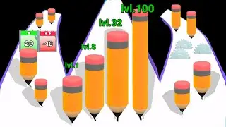 LONG PENCIL RUN -Level Up 'CRAYON RUSH 3D' (Math Game Fun). Latest Update Level Part#1.