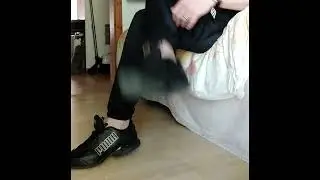 ASMR: nude nylon socks sneakers. Foot Reflexology (I'm Boy)