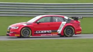 good red Audi BTCC  race car goes off testing Snetterton 8nov17  218p