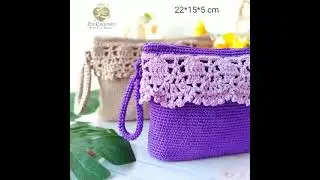 Pouch Rajut Renda- Crochet Pouch with Lace- By Zee Crochet