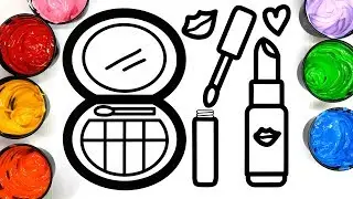Pretty Make Up Coloring Page for Girls, Lipstick Painting Pages for Girls, Learn to Color with Paint