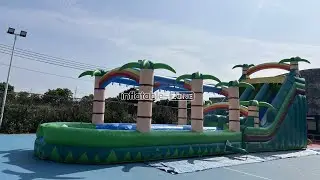 15x4x5.5m Rainbow Big Inflatable Water Slides, Kids / Adults Blow Up Slip And Slide with Pool Combo