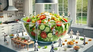 THE BIGGEST SALAD IN THE WORLD (ASMR COOKING) &mdash; Mini Chefs create a Giant Salad! 🥗🧑&zwj;🍳