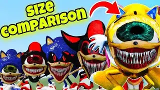 NEW SIZE COMPARISON ALL SEA EATER TAILS EYX TAPES SONIC FAMILY in Garry's Mod!