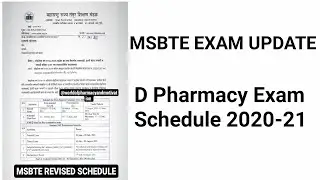 MSBTE EXAM Schedule 2020-21, D Pharmacy Exam Time Table ! || Harish kasar ||