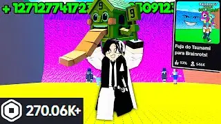 FUI DE NOOB A PRO GASTANDO ROBUX INFINITO NO FUJA DO TSUNAMI PARA BRAINROTS