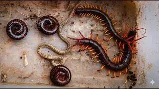 Venomous Centipede, Giant Millipede, Venomous Snake Catch Collection of Dangerous Insect..