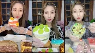 ASMR MUKBANG 🧁🍰#mukbang chooclate #美女吃播#cake #asmr#matcha eating#🍫🍪🥯