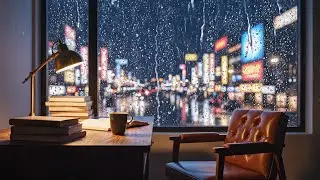 Cozy Office Ambience with Heavy Snowfall | Calm Winter Workspace for Focus & Relax