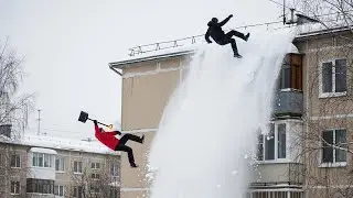 Idiot Snow Removal: Massive Roof Avalanche | Very Dangerous Plow Truck Fails #6