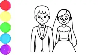 Cute Bride and Groom Drawing, Painting & Coloring For Kids and Toddlers_ Child Art