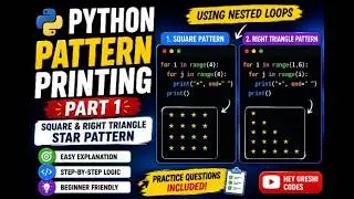 Pattern Printing in Python (Part 1) | Square & Triangle Star Pattern | Python Tutorial for Beginners